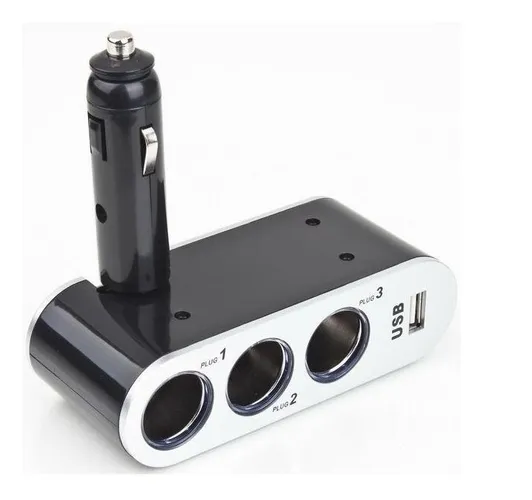TRIPLE SOCKET 3 BOCAS 12V + USB CABEZAL MOVIBLE
